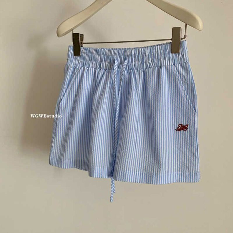 Super Stylish Striped Embroidered Wide-Leg Shorts for Women, Summer Thin Loose Casual Shorts for Petite Figures, Cross-Border Super Stylish Striped Embroidered Wide-Leg Shorts for Women, Summer Thin Loose Casual Shorts for Petite Figures, Cross-Border