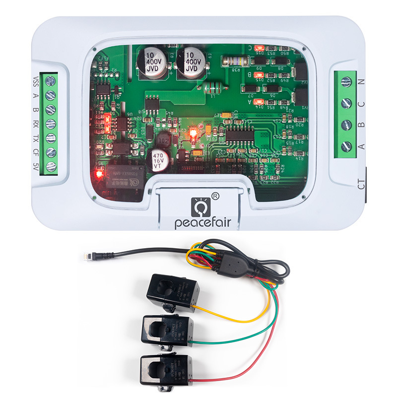 Peacefair 三相 AC 電圧および電流計電力収集モジュール MODBUS プロトコル電子通信ボックス