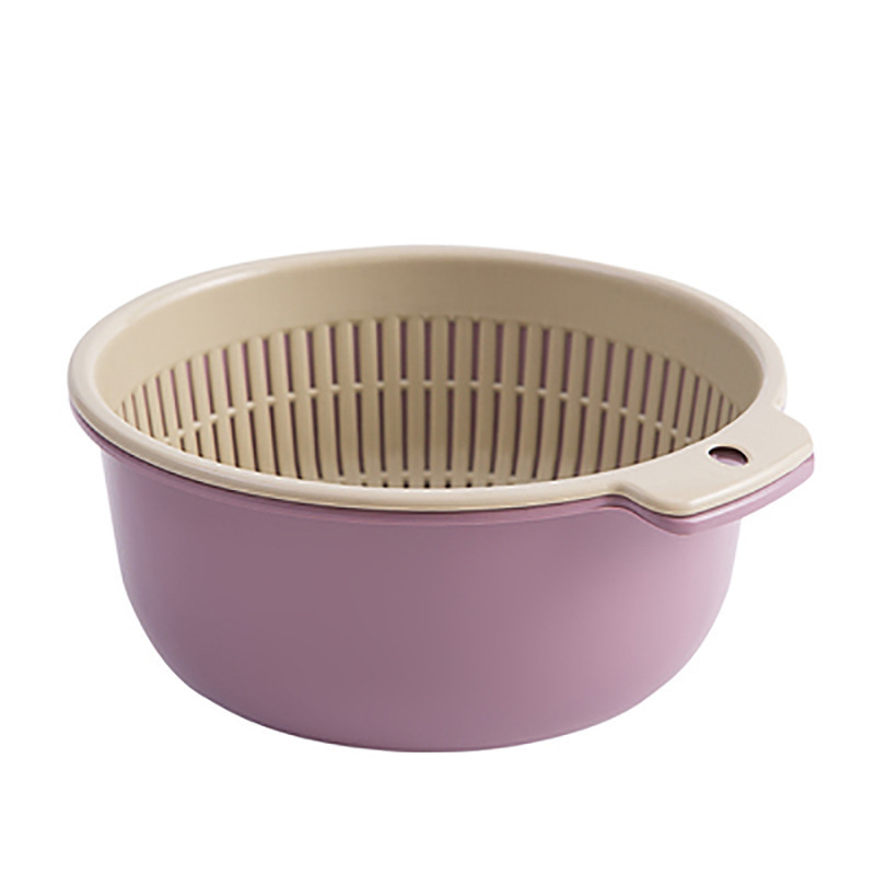 Drainable Basket Double Layer Washing Basin Kitchen Household Multifunction Plastic Round Leaking Basket Fruit Basket Factory Wholesale