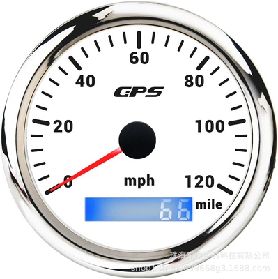 automobile instrument | Gps Speedometer 12V/24V - gps120mph-white-plate