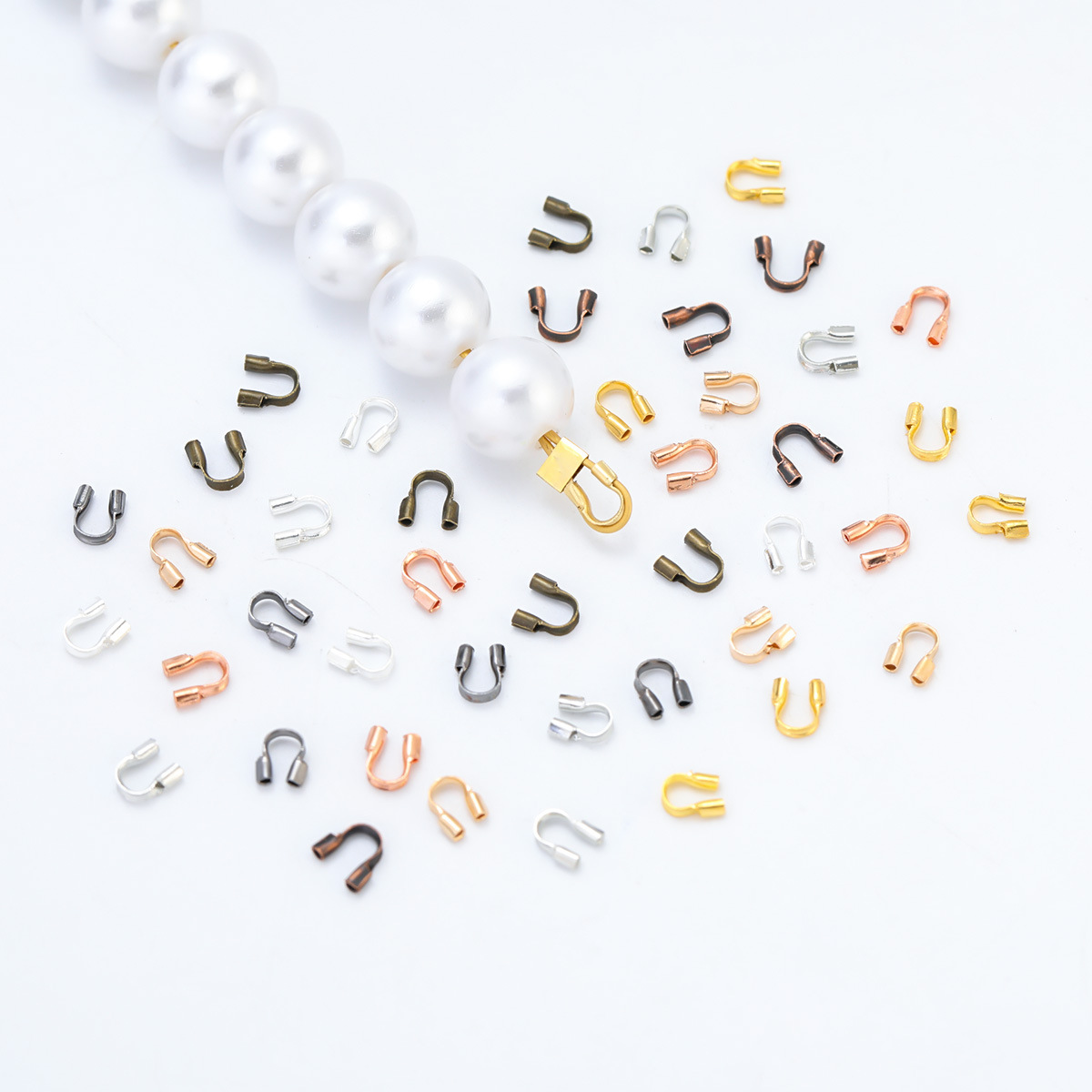 铜制U形定位管 马蹄扣护线扣 diy饰品配件手链项链收尾固定扣材料 2