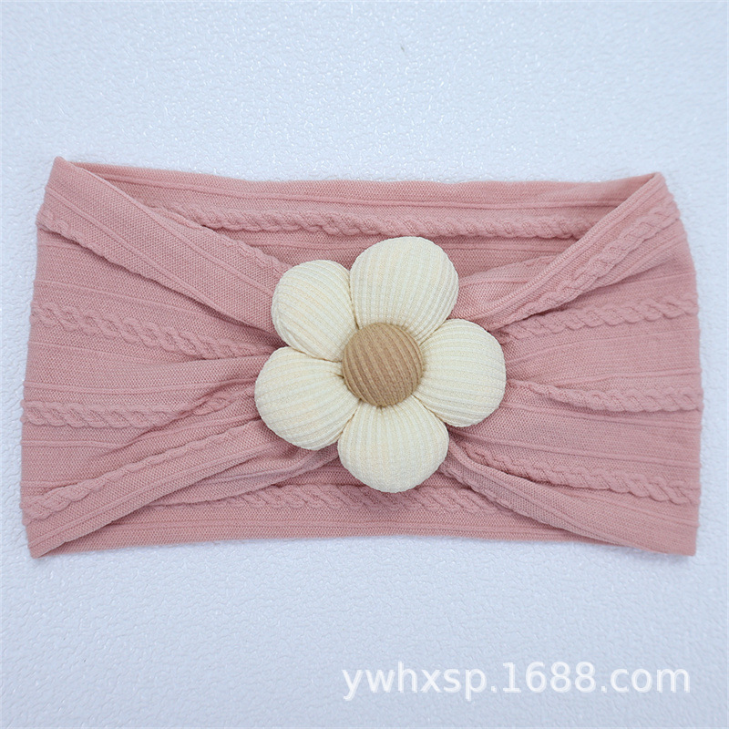 Diadema elástica para bebés, flor de cinco pétalos, accesorio suave para recién nacidas