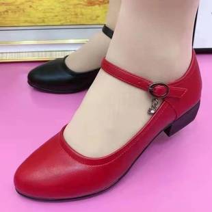 Thick heel shoes women 2022 spring new mother shoes buckle work shoes spot wholesale