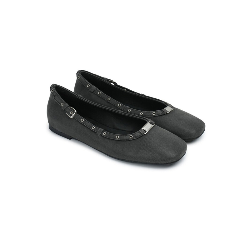 Korean designer's new collection: square-toe, studded ballet flats, women's slip-on Mary Janes, shallow-toe, flat shoes Korean designer's new collection: square-toe, studded ballet flats, women's slip-on Mary Janes, shallow-toe, flat shoes