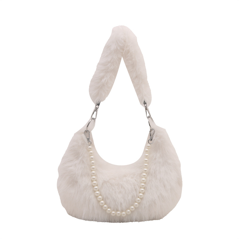 Bolso de moda simple de lana de invierno 2024 nuevo estilo de moda de lana de chapa de cadena baja bolso de hombro bolso de mujer