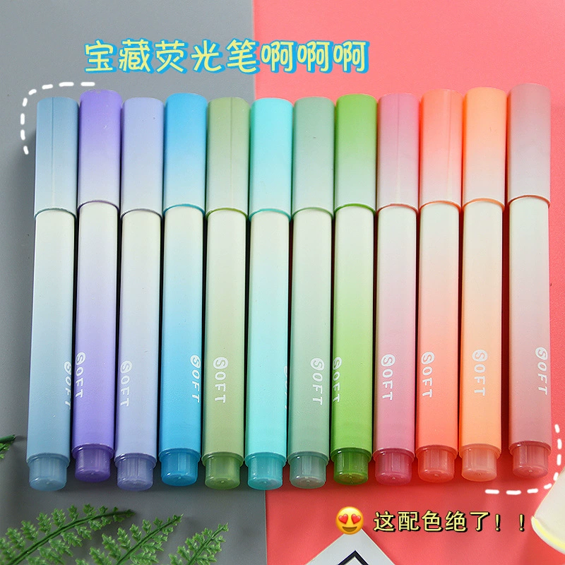 Fluorescence high quality capacious marker for students, gradient, eyes protection