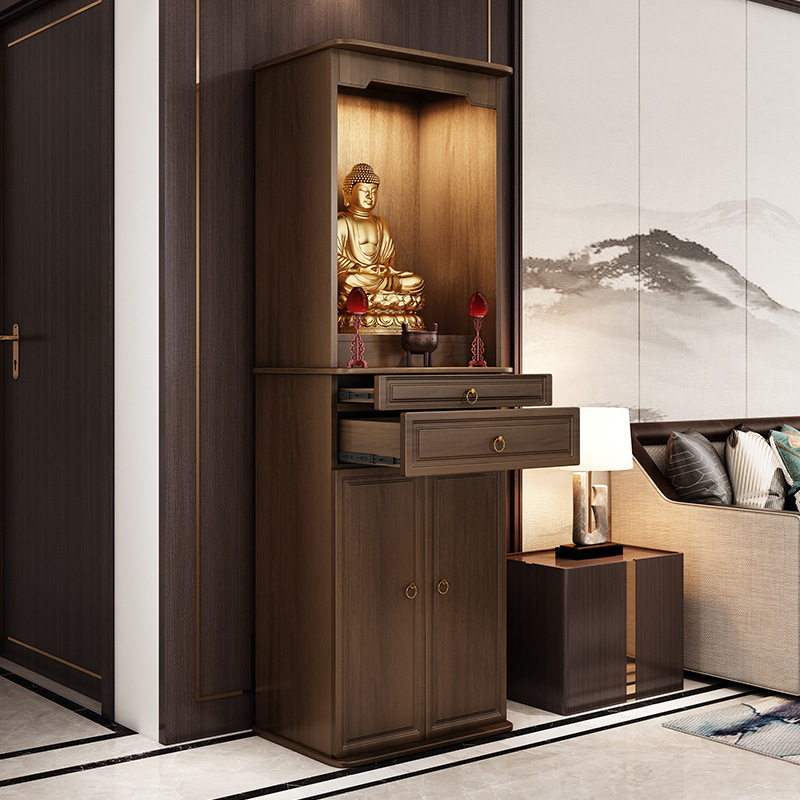 Modern Shrine Shrine Cabinet Sacred Table Home Living Room God of Wealth Sacred Table New Chinese Style Vertical Cabinet Statues Shrine