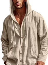 J 44037 Men's Linen Hooded Shirt ������ñ���� ŷ���羳