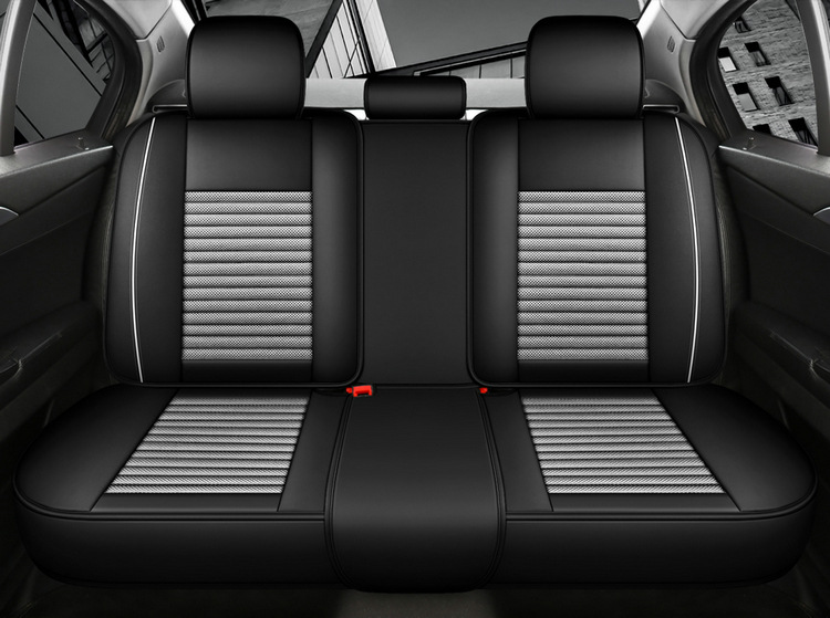 New Cross-Border Traffic Model Nappa Leather Car Seat Cushion, Universal Four-Season Cushion with Ice Silk, Five-Seater Full-Cover Machine-Woven Cooling Pad