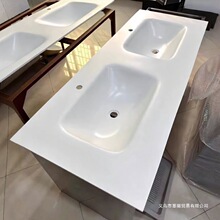 现做岩板热弯一体盆台面浴室洗手盆卫生间洗漱台双盆切角异形下挂