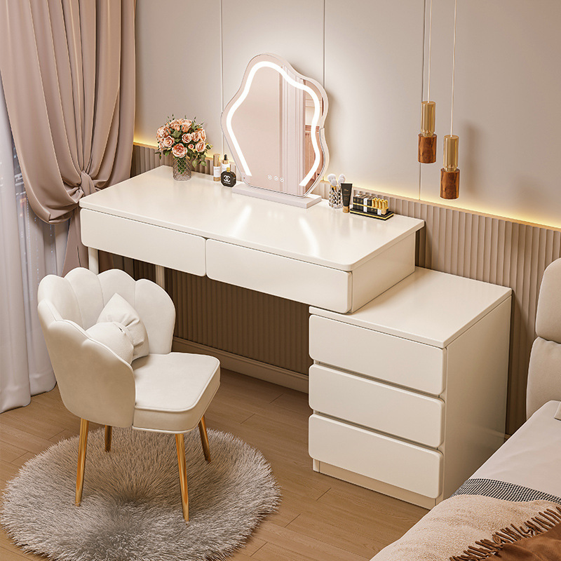 Carefully Selected Dressing Table for Bedroom, Simple Modern Bedside Table, Makeup Table, Storage Cabinet, Integrated Cream-Style New Makeup Table