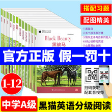 黑猫英语分级阅读读物中学A级1-12全套 扫码音频中学生英语分级读