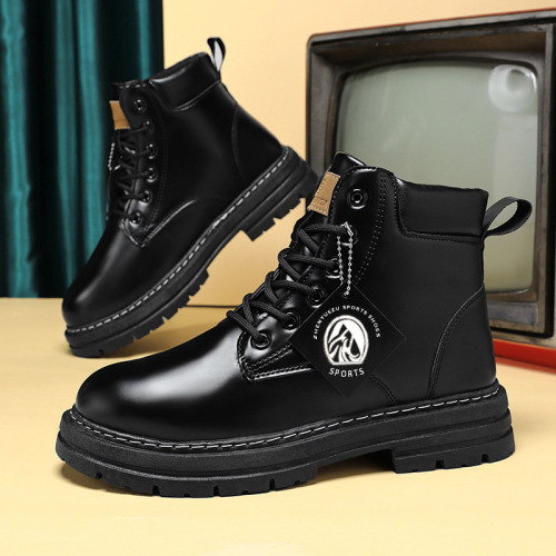 Cross-border Martin boots for men, extra large size 46, men's boots, retro British style, high-top work boots, leather boots