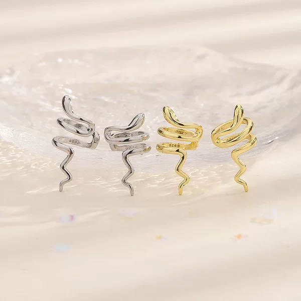 Snake-Shaped Ear Clip Without Piercing Ins Street Stylish Creative Glossy Line Wrapped Around Small Snake Ear Bone Clip Ear Hanging European and American