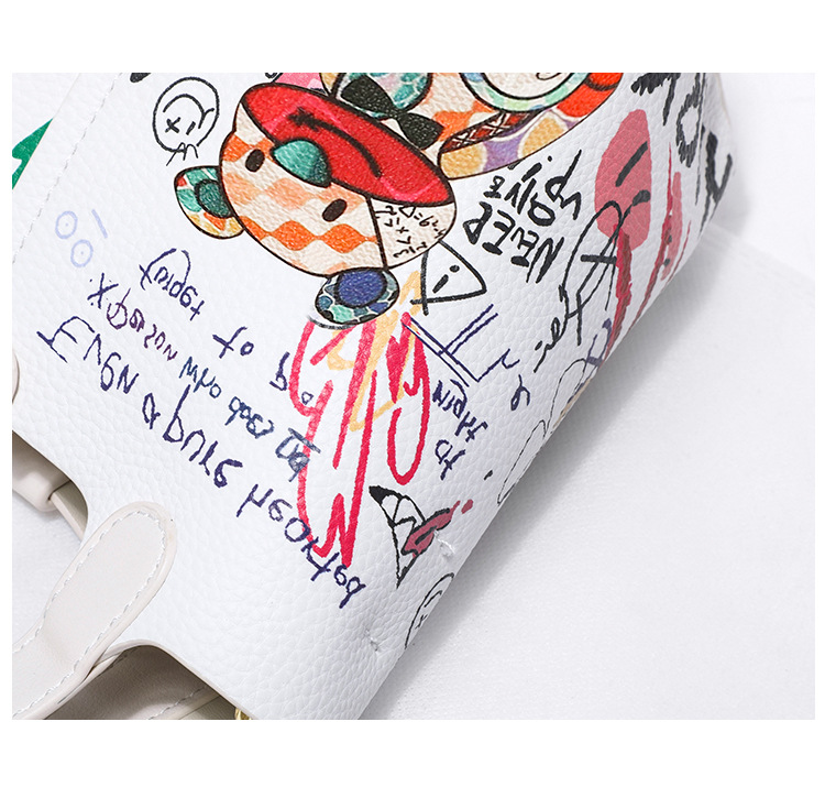 Little Bear Graffiti Basket Bucket for Women 2024 New High end Fashion Versatile Handheld Crossbody Bag_voghion.com