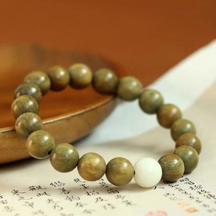 Original Green Sandalwood White Bodhi Root Round Beads Retro Bracelet for Men and Women Bodhi Root Lotus Beads Single and Double Circle Bracelet