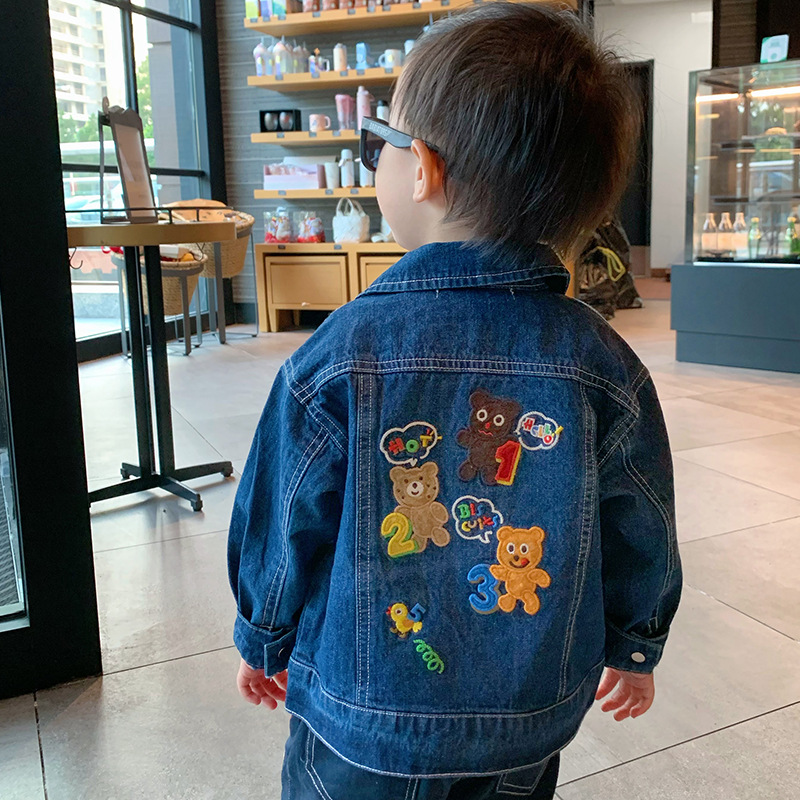miki Spring and Autumn new pure cotton denim clothing heavy industry boys and girls baby girls' Denim coat