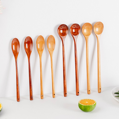 Wooden long-handled spoon, 33cm round mouth spoon, wood small wood chopsticks, kitchen utensils, stirring spoon