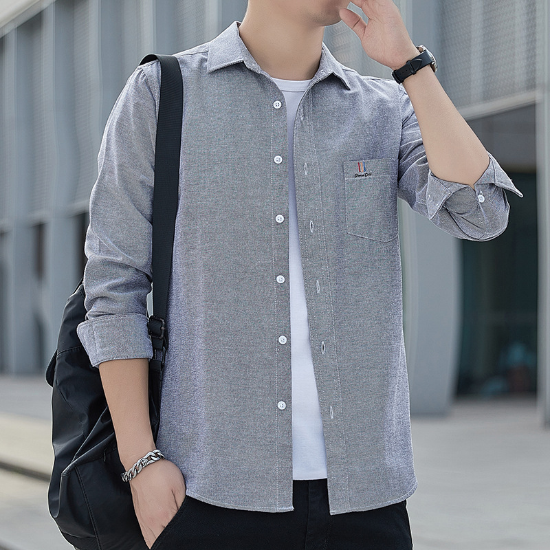 Spring and Autumn long-sleeved shirt men's slim fit spring and autumn winter men's shirt Oxford fabric 2024 new casual shirt Spring and Autumn long-sleeved shirt men's slim fit spring and autumn winter men's shirt Oxford fabric 2024 new casual shirt