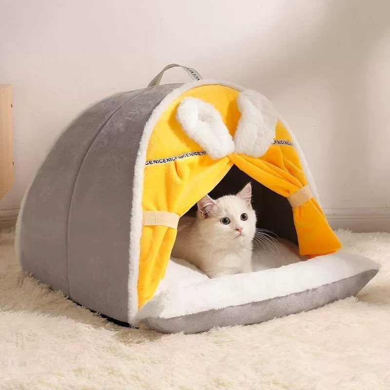 Кошачье гнездо зимой, тёплое и более тёплое полузакрытое котодомик гнездо для кошек, четыре сезона универсальное гнездо для собак маленьких пород