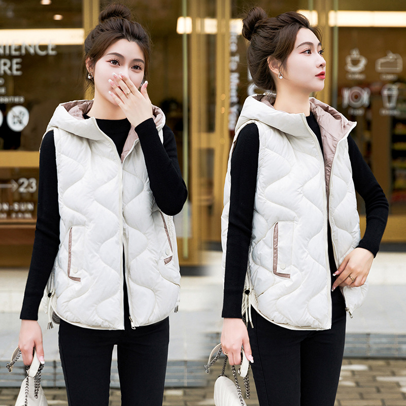 2025 chaleco de algodón brillante para mujeres corto invierno de otoño chaleco de algodón collar de collar de algodón hombro de los estudiantes de algodón abrazadera chaqueta de moda image 9