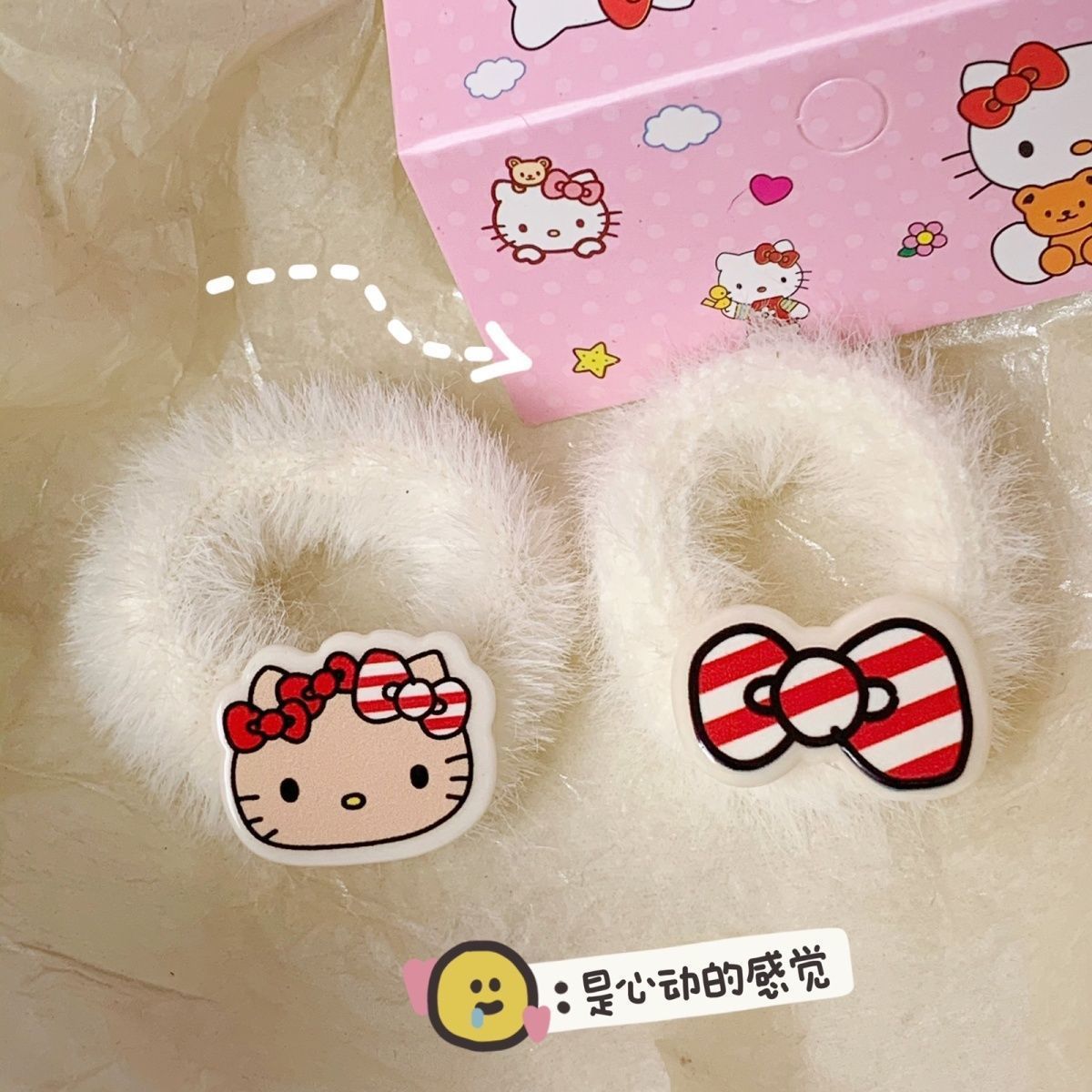 Cuero negro Hello Kitty cuerda de pelo de felpa al por mayor anillo de pelo de hadas estupendo para novia cuerda de pelo lindo dulce accesorios para el cabello para niños