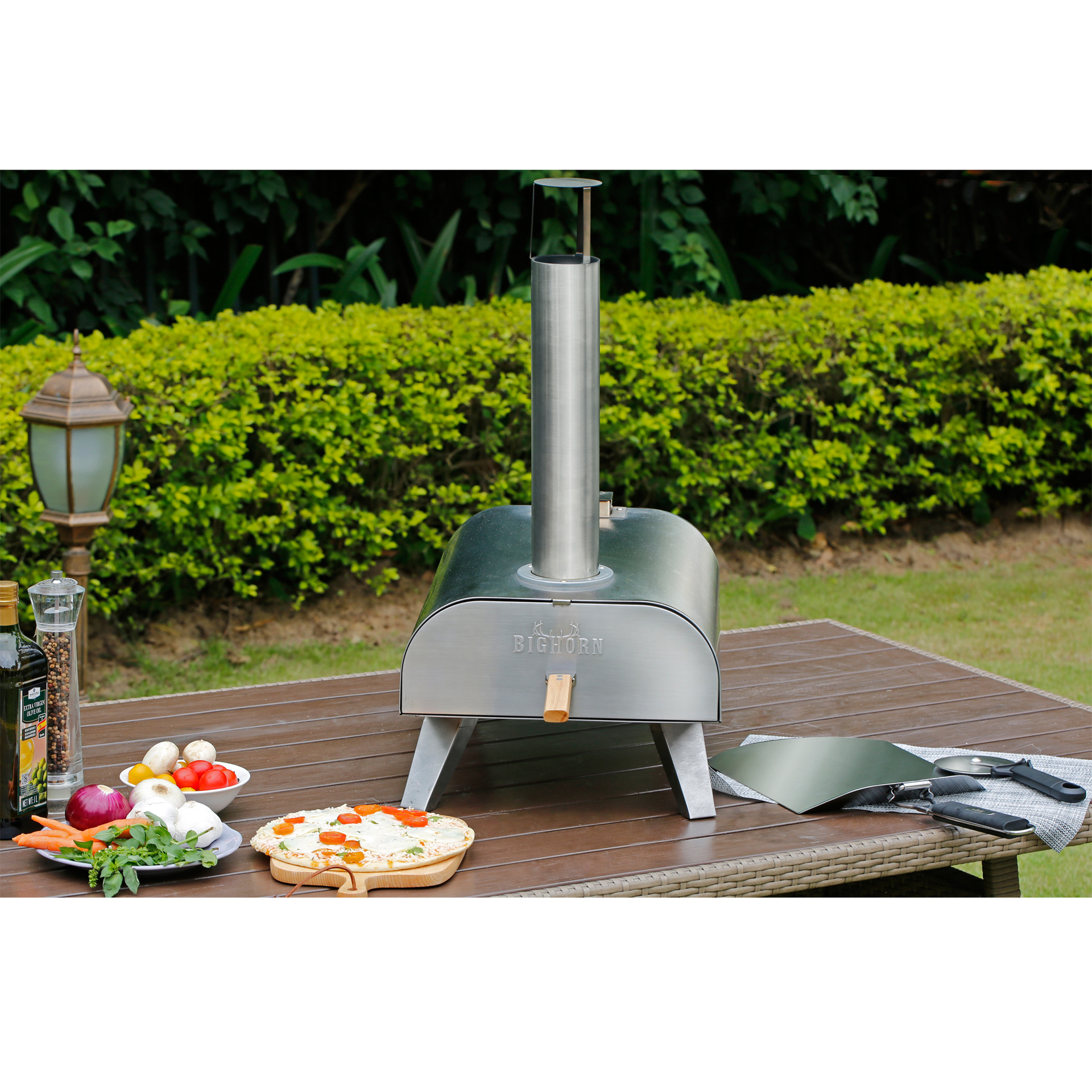 Four à Pizza Portable à Granulés De Bois Alimentaire En Acier Inoxydable Four à Pizza Portable Bighorn Avec Plaque Céramique De 12 Pouces Pieds Pliables 13 alternatetext