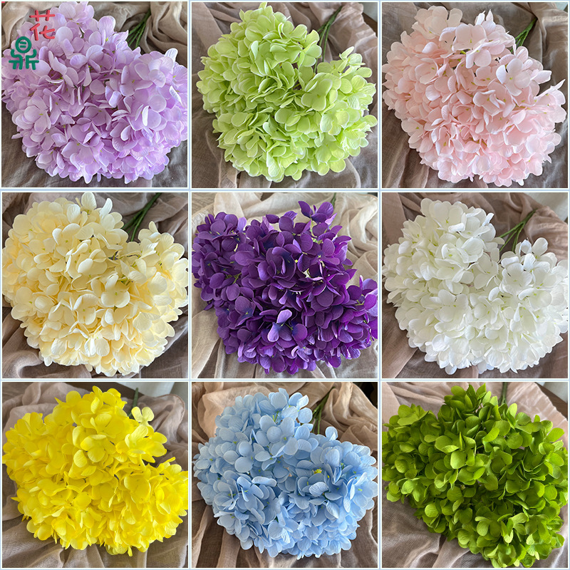 5 Heads, 270 Pieces, Hydrangea Petals, High-End Hotel Road Guide Artificial Flowers, Photography Props, Silk Flowers
