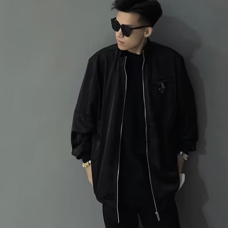 Casual Black Youth Spring and Autumn Jacket Vertical Collar Jacket Men's Quick-drying Internet-famous Su Six Same-style Aviator Jacket