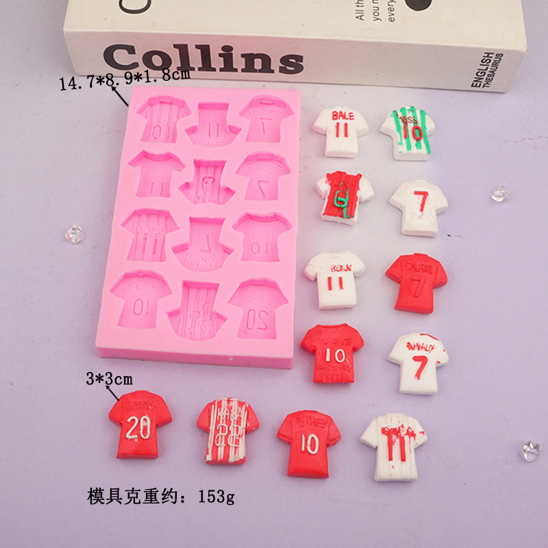 Molde para hornear deportes Jersey fondant molde de silicona chocolate caramelo galleta pastel molde epoxi