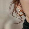 Golden square advanced earrings stainless steel, high-quality style