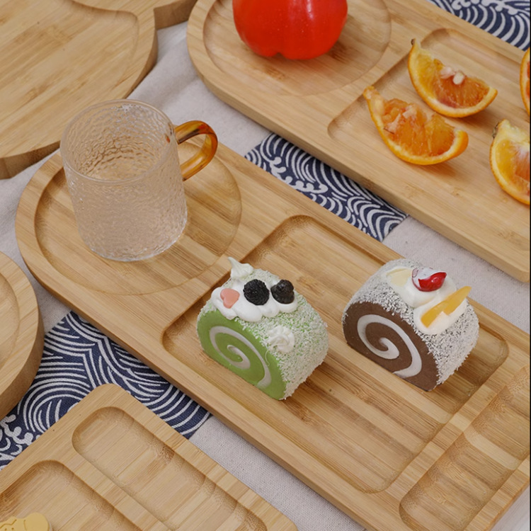 Bandeja de madera maciza, bandeja rectangular para repostería, sushi, pan, bandeja redonda para café, bandeja para postres, bandeja redonda para bistec y pizza