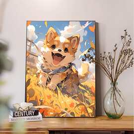 可爱萌宠狗狗装饰画治愈系柴犬卡通客厅挂画卧室桌面摆画餐厅画