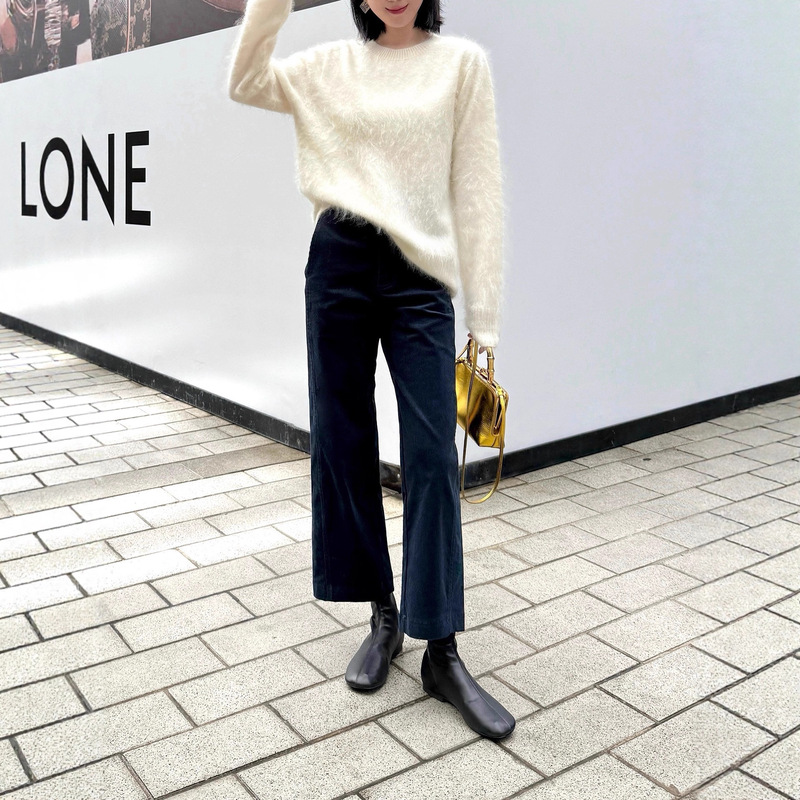 In-Stock Lisbon Sunshine Fashionable Silhouette Matte Corduroy Small Curved Knife-Cut Pants Cropped Pants In-Stock Lisbon Sunshine Fashionable Silhouette Matte Corduroy Small Curved Knife-Cut Pants Cropped Pants