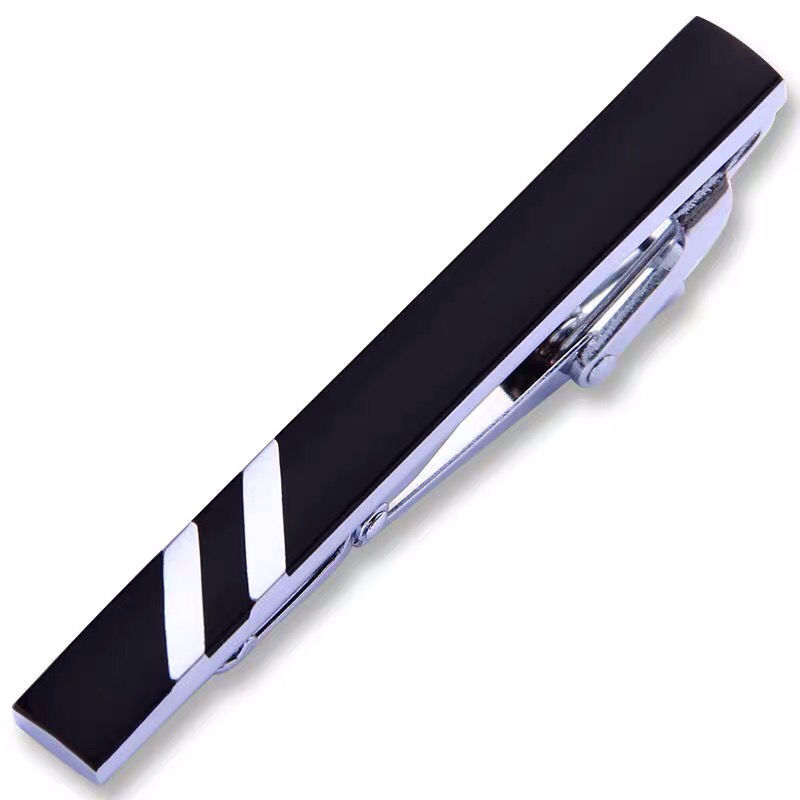 Men's Business Tie Clip Silver Striped Tie Clip Men's Versatile Luxury Tie Clip Gift Box Tangxin