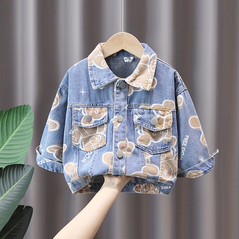 Chaqueta Vaquera para Niños 1078, Ropa Exterior de Primavera y Otoño 2025, Nuevo Estilo, Prendas Superiores Modernas y Elegantes para Niños