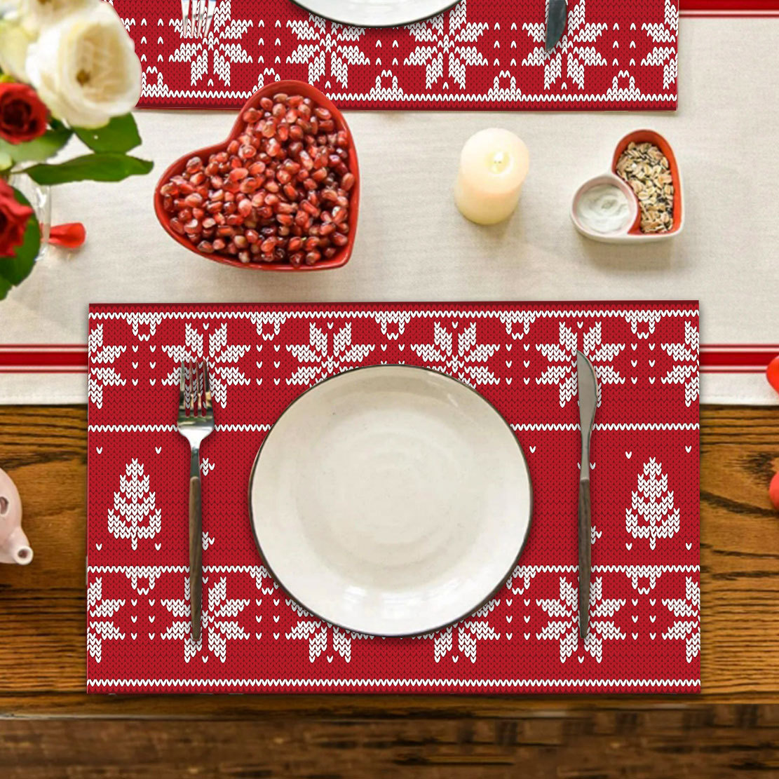 Heim & Garten Beliebte Tischsets zur Weihnachtsfeierdekoration Neue bedruckte Isoliermatten für die Küche im Herbst- und Winterstil, passend zu den Tischsets aus Leinen_voghion.com