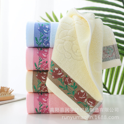 礼品毛巾加厚提花玫瑰花棉毛巾批发男女情侣家用大毛巾定做logo|ms
