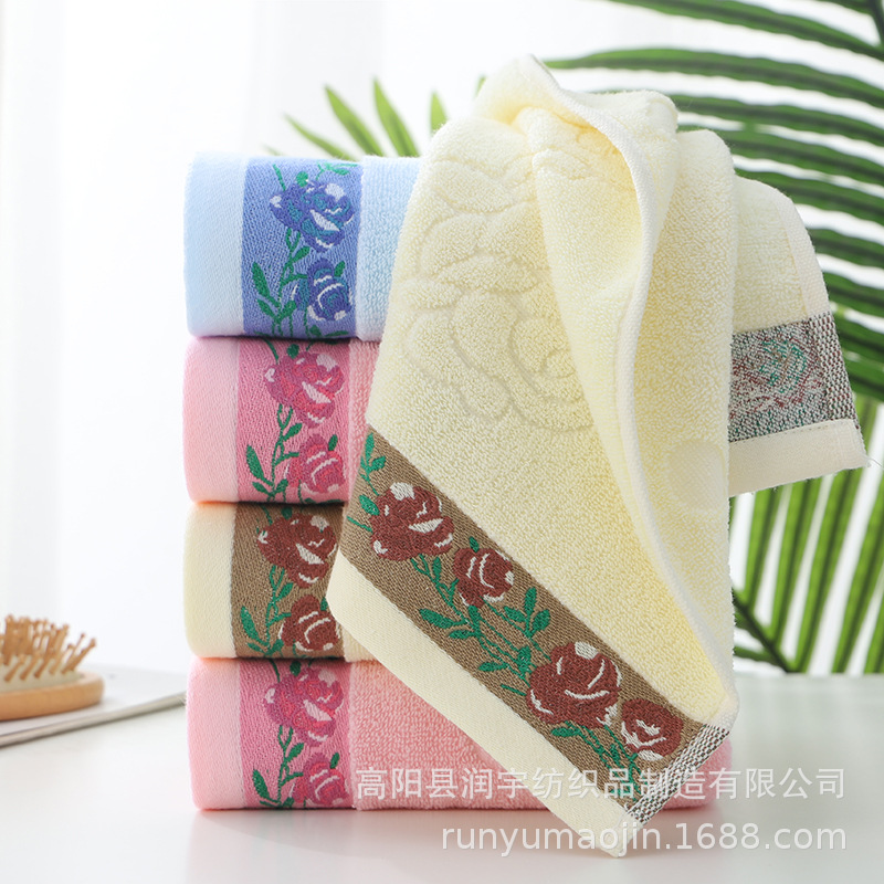 礼品毛巾加厚提花玫瑰花棉毛巾批发男女情侣家用大毛巾定做logo|ms