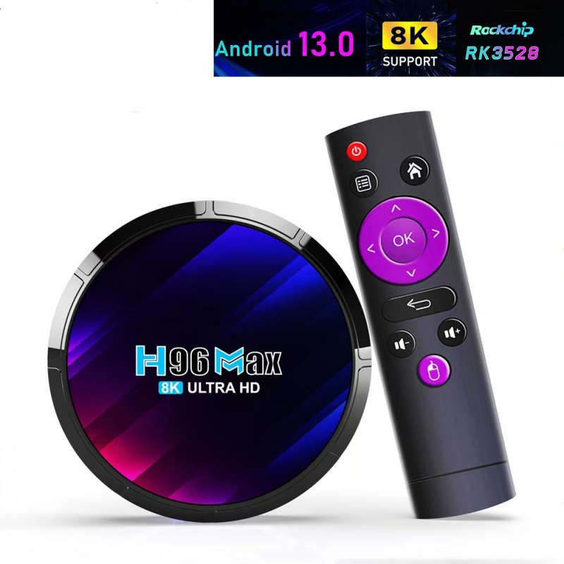 Foreign Trade Cross-Border New H96Max Network Set-Top Box Rk3528 Android 13.0 Wifi6 Ultra-Clear Tv