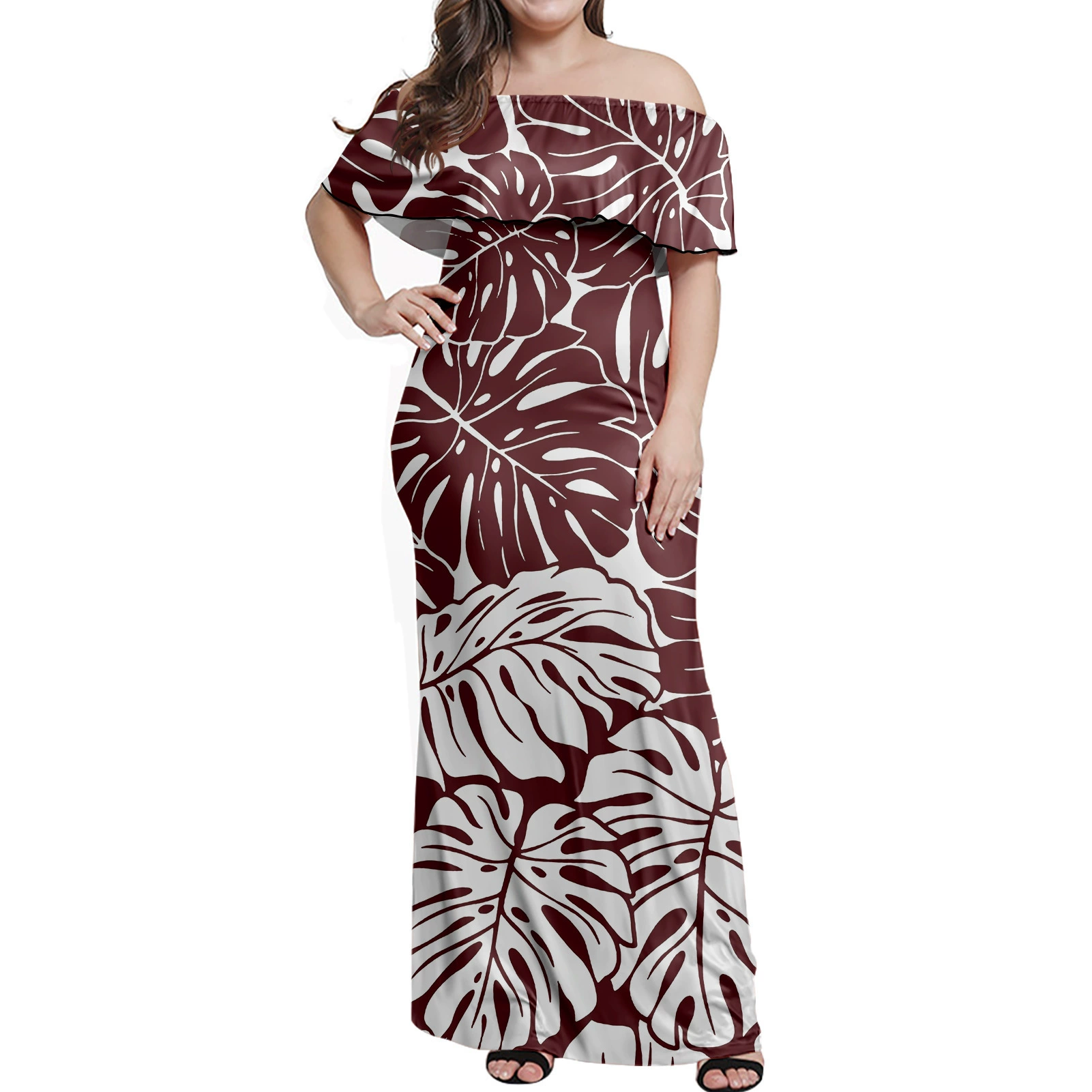 Дропшиппинг платье Polynesian размера 7XL с пальмами, Polyester, повседневное женское платье