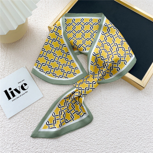 Small ear plug cross small silk scarf for women in spring, autumn and summer Korean style fashionable tie bag headband decorative scarf trend