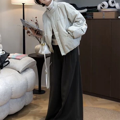 2026 Winter Internet-Famous New Fashionable Thin Cotton Jacket Short Coat Women's Korean-Style All-Match Stand-Neck Loose Cotton Padded Jacket