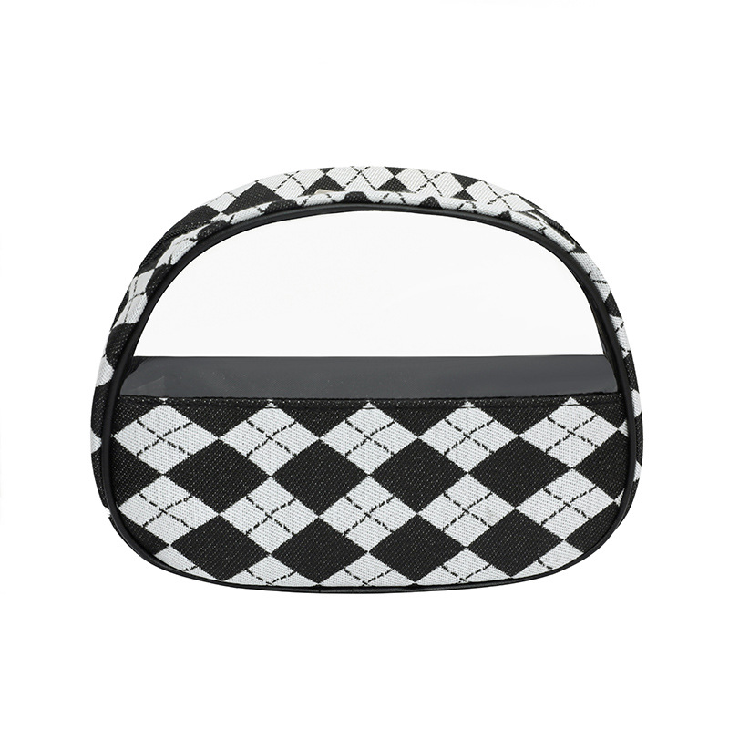 Bolsa de cosméticos estilo 2025, bolsa de cosméticos a cuadros, serie blanco y negro, bolsa de almacenamiento impermeable.