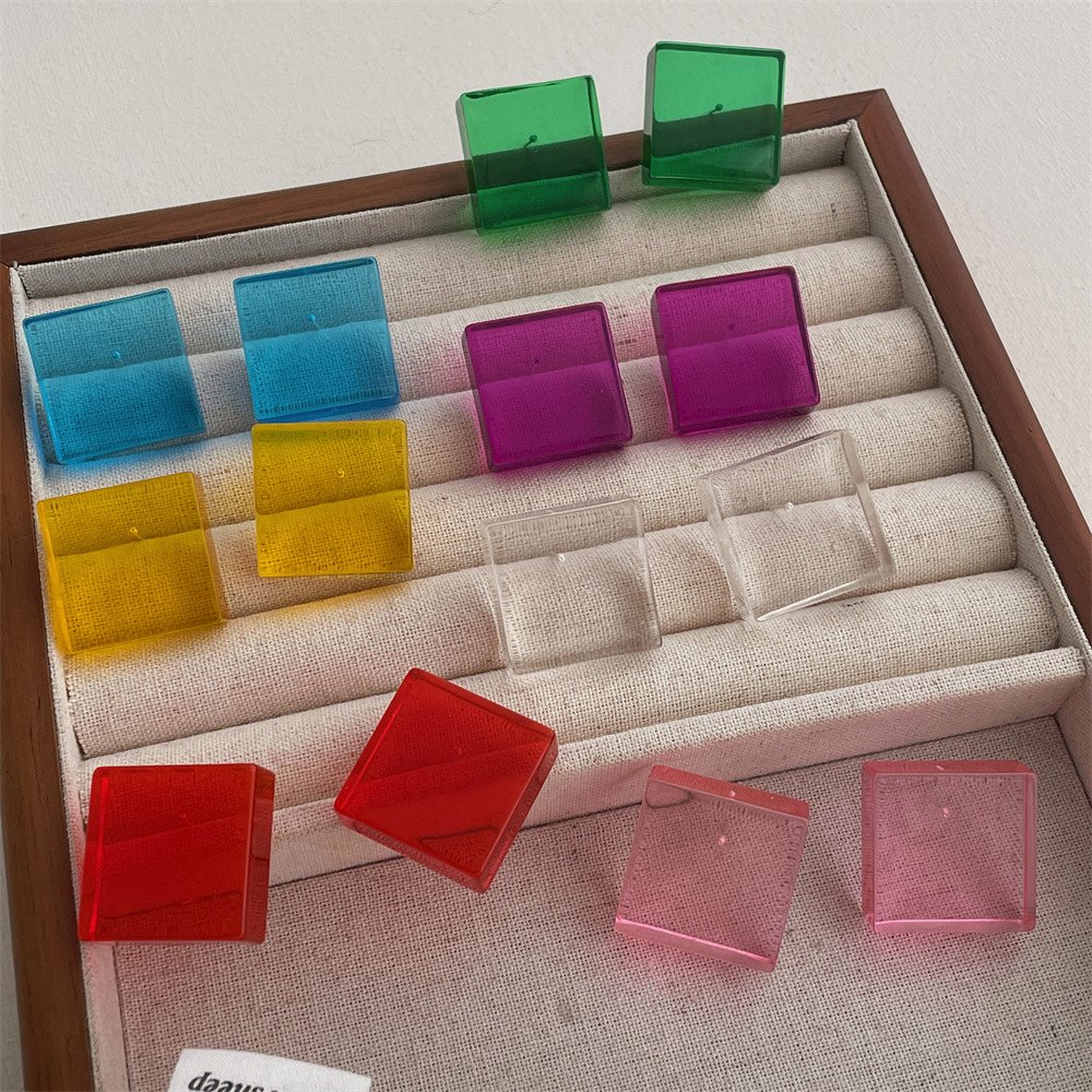 1 Pair Simple Style Square Arylic Ear Studs display picture 19