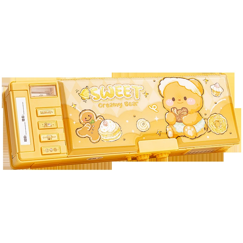 咔巴熊 Children's universal double-layer cartoon pencil case, capacious storage box for boys