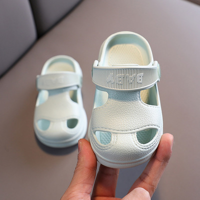 Детские летние тапочки в стиле Crocs, нескользящие босоножки для раннего возраста для мальчиков, пляжная пляжная обувь, мюли, мягкая подошва