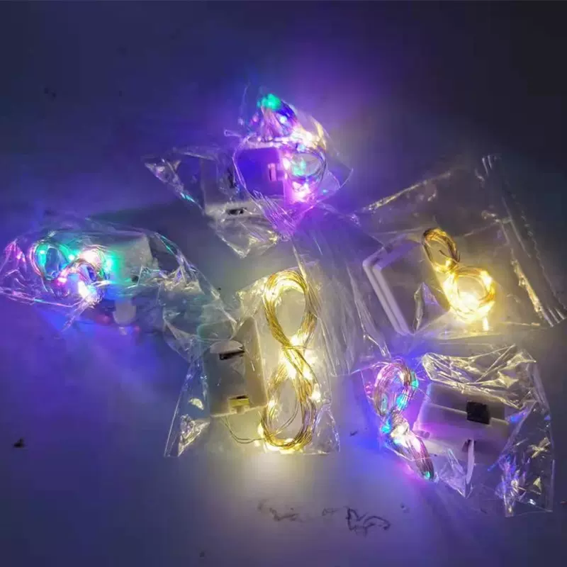 小白盒铜丝灯串纽扣电池灯圣诞装饰欧美流行LED铜线灯铜线串灯饰