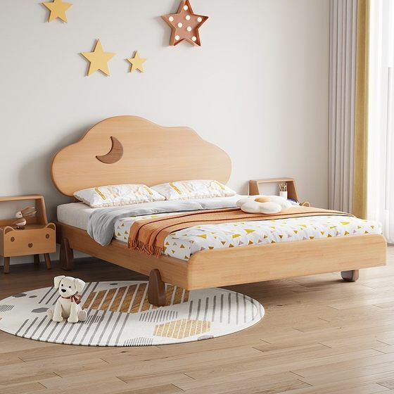 Children's bed all solid wood modern minimalist girl's bed 1.2/1.35/1.5 m Princess Soft bed boy single