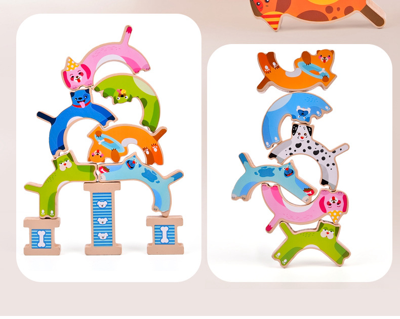 Domino, Dog Stacking, Tall Strongman Stacking, board game, balance building blocks, adult stress-relieving wooden toys detail image 14